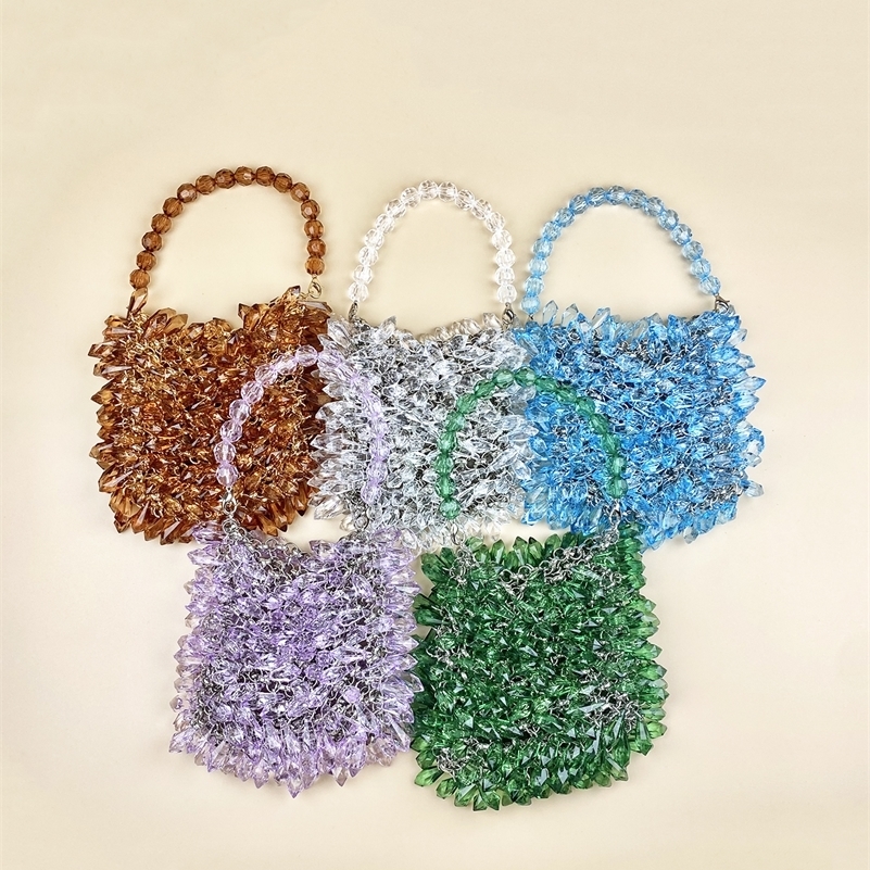 Small and Handmade Acrylic Solid Color Beads Womens Handheld Water Drop Bag Fashionable and Elegant Dinner Bag 260625
