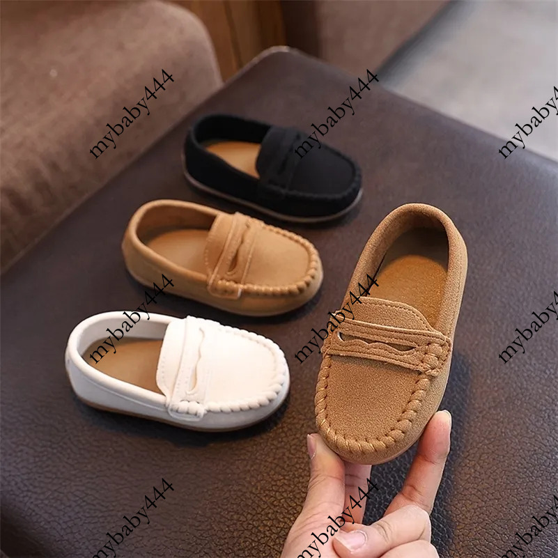 Children Moccasin Boys Flats Loafers Non slip Tassels Cute Kids Casual Leather Shoes Soft Slip on Pleated Solid Color a260617