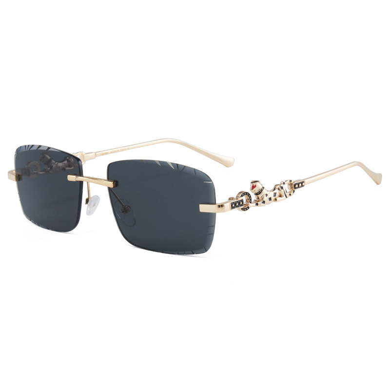 Rimless Pilot Luxury Designer Brand Square Sunglasses Diamond Cut Shades UV400 Frameless Rectangle Eye Glasses Men Car Gafas women