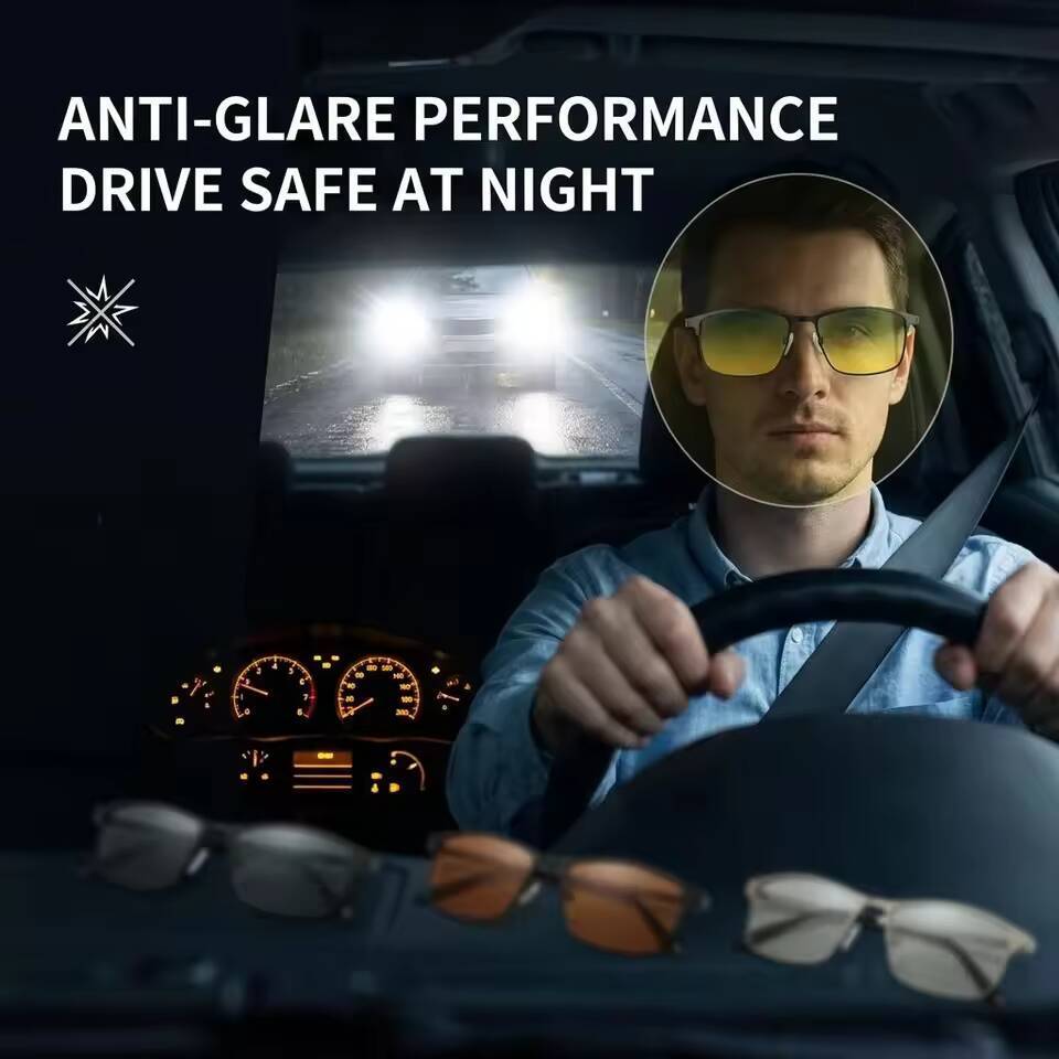Sunglasses Night Vision Polarized Eyewear Anti Glare Performance Yellow Lenses Square Frame Style Driving Glasses For Men Safe Commute