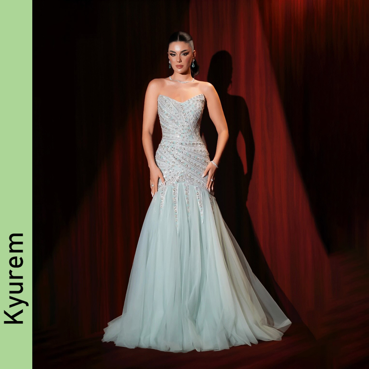 Luxury Sage Green Beading Mermaid Strapless Lace Up Back Evening Dresses Gowns for Women Party Prom Gowns Custom Made Color/size Robe De Soiree