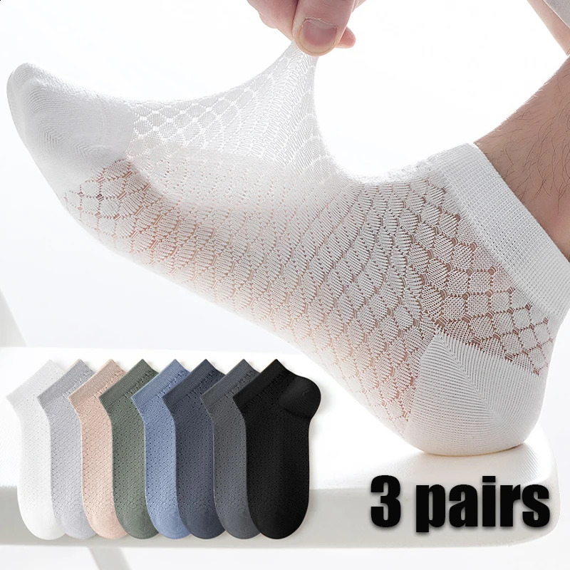 5Pairs Mens Anti Odor Sweat Absorption Low Cut Socks Breathable Comfortable Thin Mesh Casual Sock High Quality Sports Male Sox 260625