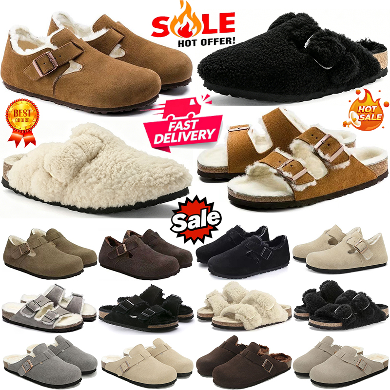 Designer Clogs Sandals Clog Slippers Cork Flat High Quality Women's slippers Plush cushion slide Luxurious-looking slipper Fashion fuzzy slippe