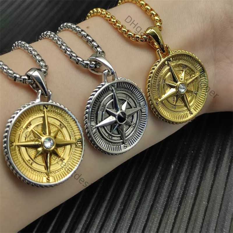 luxury jewlery for men necklace designer for women 925 Sterling Silver Adjustable Hip Hop compass Pendant Necklaces Box Chain Lovers Gift wholesale