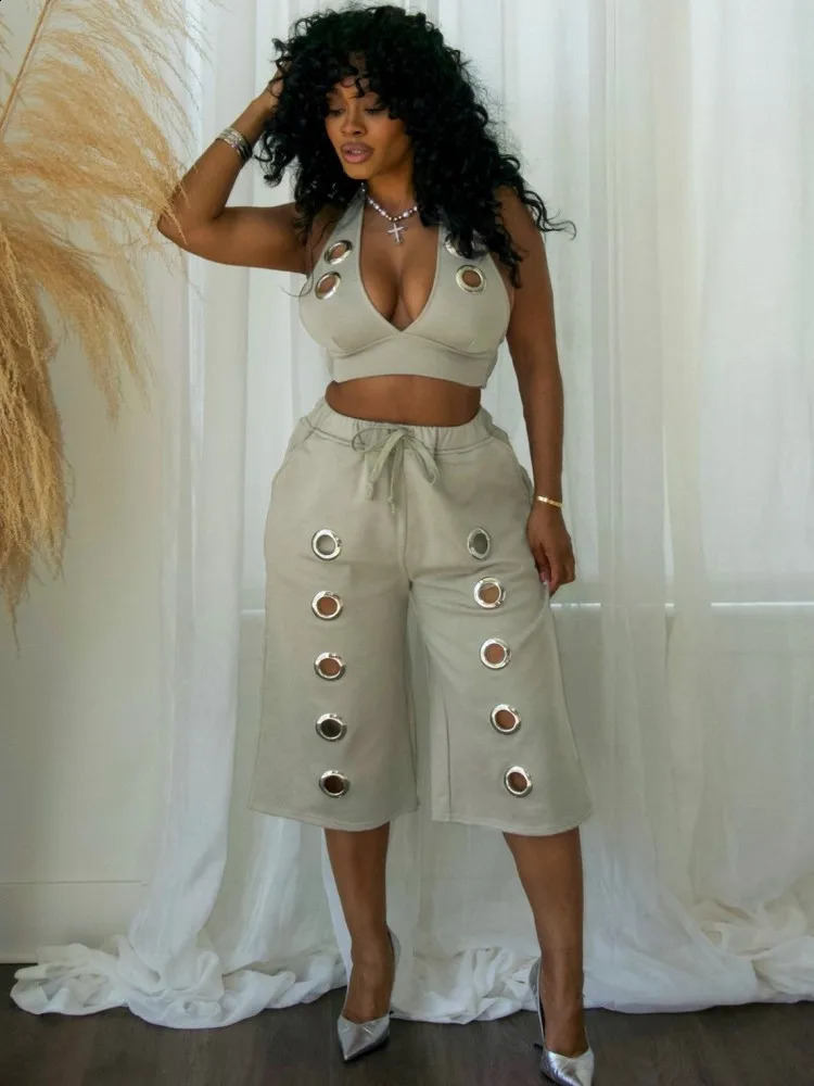 2 Pieces Set Sexy Fashion Women Female Tops Sleeveless Corn Tops And Shorts Suit Matching Sets Outfit 2026 Summer Autumn 260625