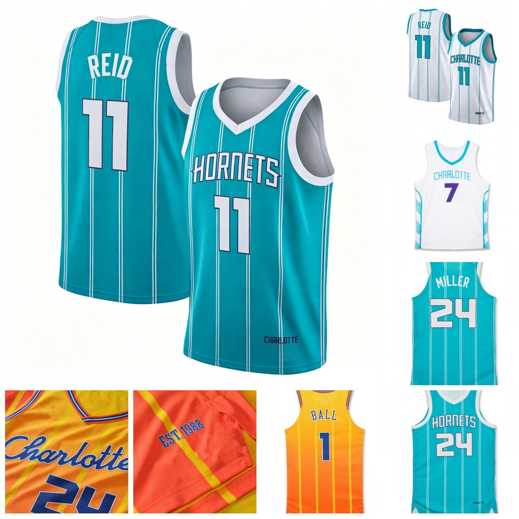 Custom Charlottes Hornet 11 Naz Reid Basketball Jerseys Miles Bridges Josh Green Grant Williams Coby White Kon Knueppel Tre Mann Stitched