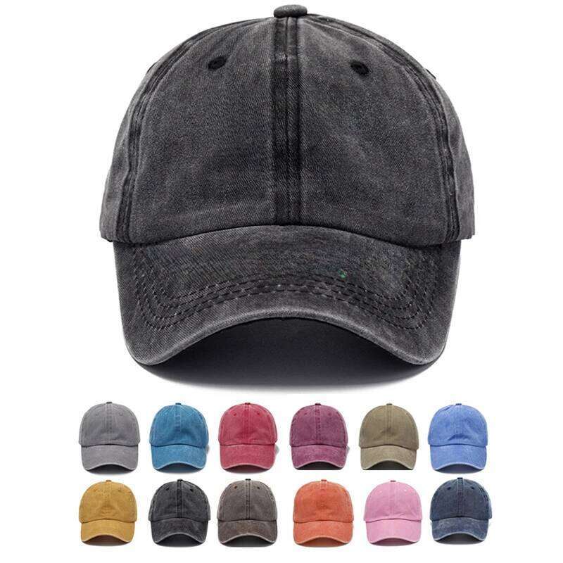 Baseball Cap Washed Denim Men Women Snapback Vintage Hip Hop Caps Solid Color Hat Bone Casquette Outdoor Casual Sport W260626