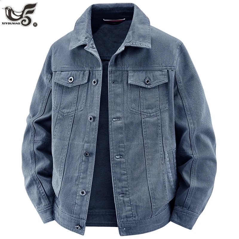 Autumn Winter 100 Cotton Jackets Men Bomber Jacket Casual Multi-pocket Field Cargo Coats Windbreakers Denim Jacket Men Clothing 260625