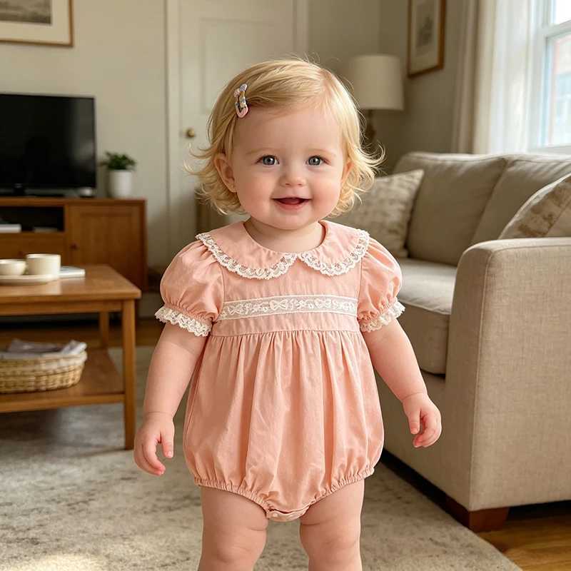 2026 New Infant Baby Girl Bodysuits 0-24M Baby Girl Newborn Romper Summer Short Sleeved Cotton Lace Baby Girl Jumpsuit Y260625CPU5