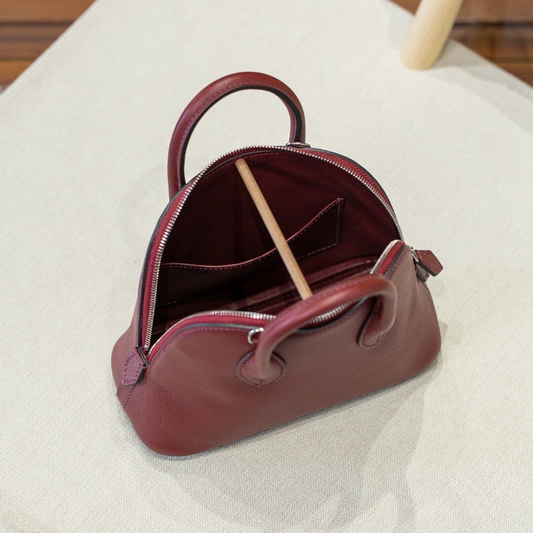 fashion new designer hot selling semi handmade wax wire steel hardware top cowhide bowling bag mini leather women s crossbody bag