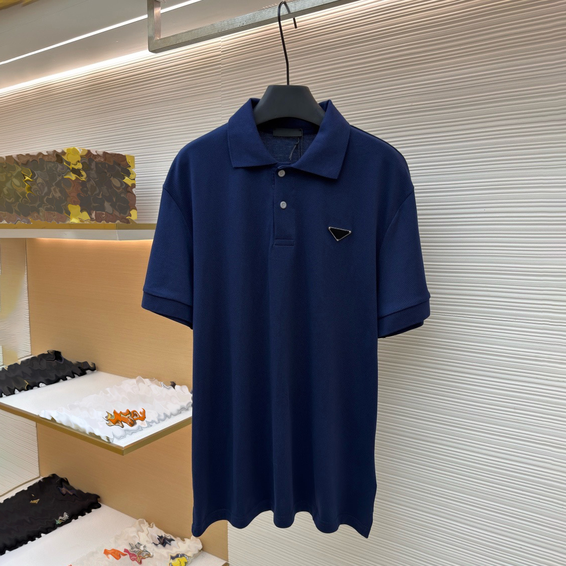 Polo para hombre de diseñador de alta calidad, camisas informales de negocios para hombre, camiseta polo de manga corta con logotipo triangular, pol