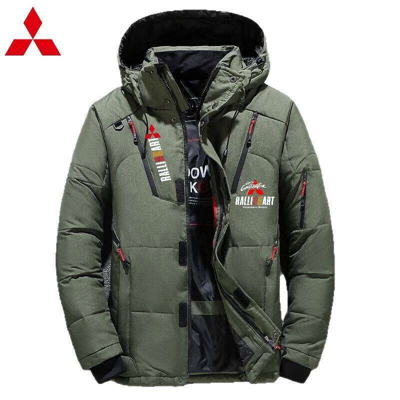 Mitsubishi Down Men's Mid-Length Casual Outdoor Thickened Hooded Winter Coat Plus Size Hiking Jacket J260626