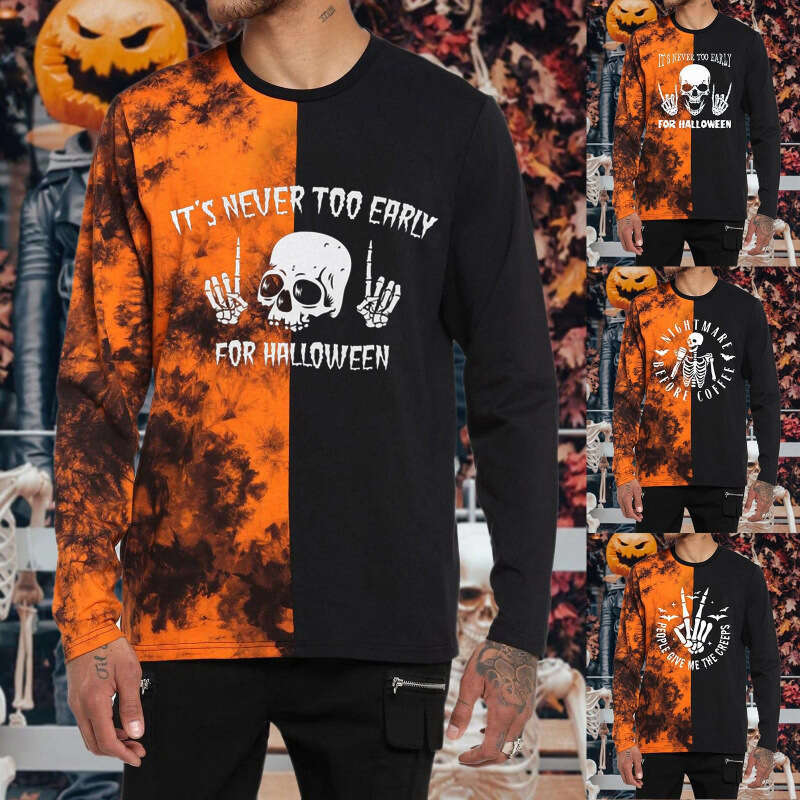 2024 New Long Sleeve T-Shirt, Men's Tight-Fitting Shirt with Semi-3D Print Design
