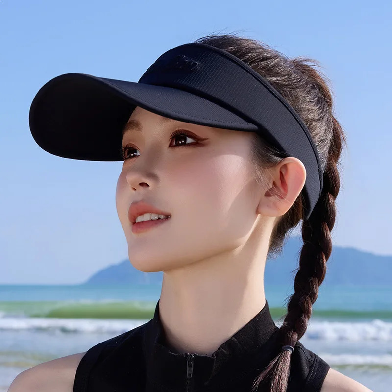 Womens Summer Large Brim Open-Top Hat Outdoor Sport Visor Cap for Sun Protection Fashionable Breathable UPF 50 260625