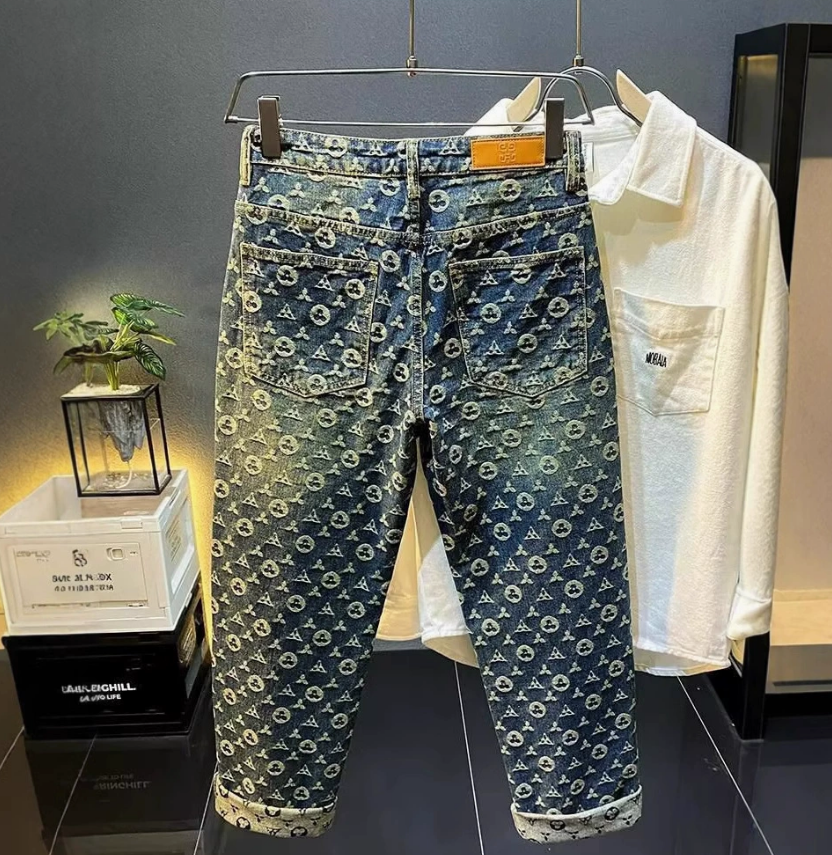jeans mens designer jeans skinny jeans men pencil pants hole cotton print hip hop black jeans streetwear white trousers fashion pants highend qualit