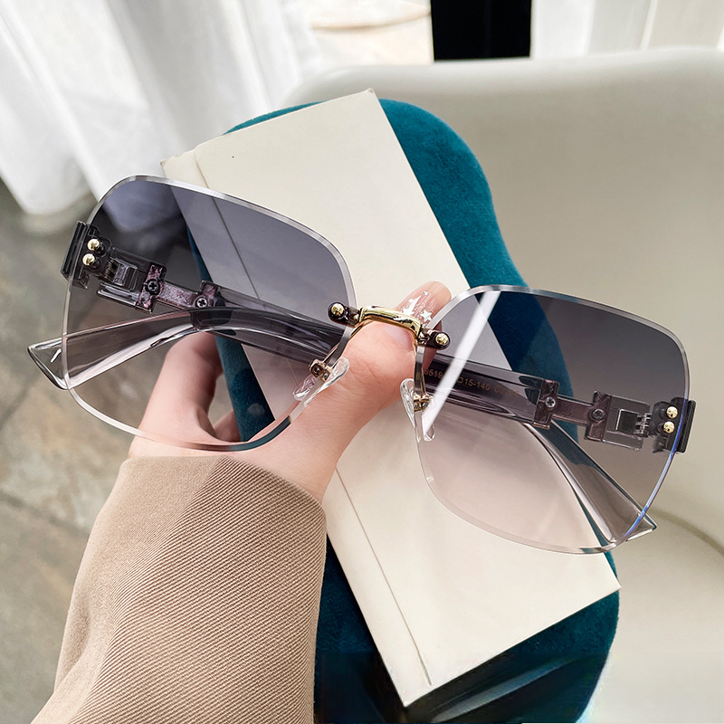 2026 Designer's Popular Luxury Personalized Trend Casual Frameless H Decorative Sunglasses Fashion Trend Ins UV Resistant Sunshade Frameless Su