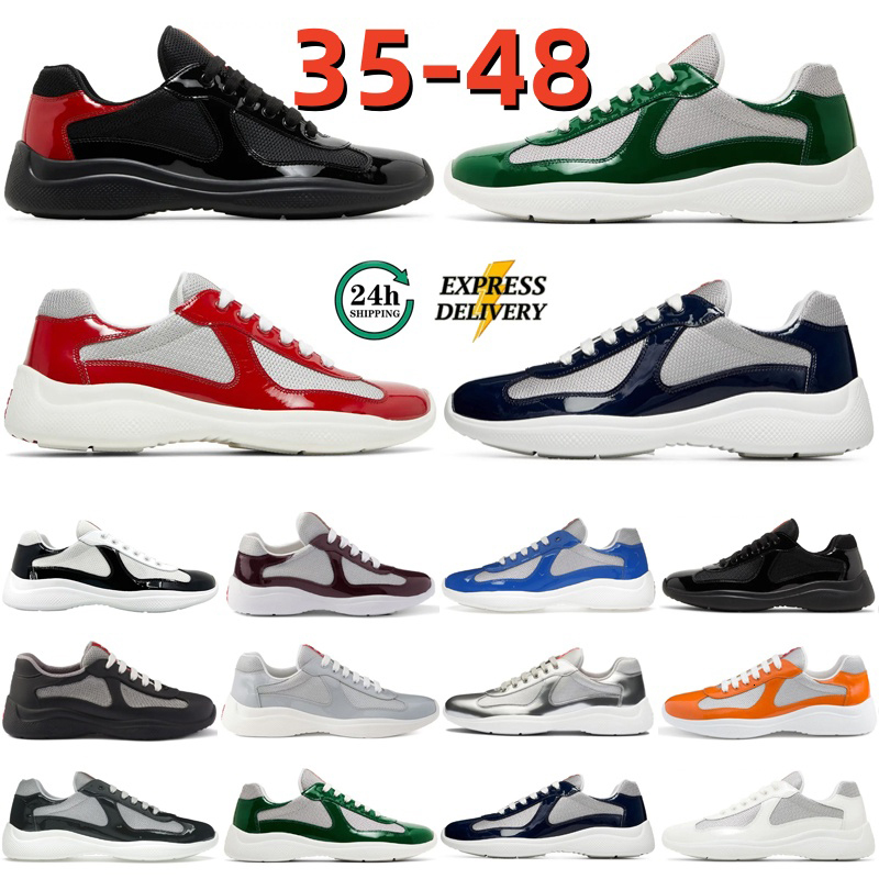 Designer Casual shoes Mens Womens Sneakers Luxury Trainers Americas cup sneaker Patent Leather Rubber Black Navy Red Outdoor Comfortable Walking sho