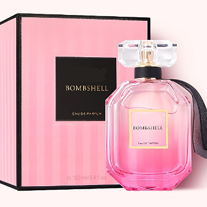100ml Eau De Parfum Natural Spray Women Transparent Pink Octagonal Glass Perfume Bottle Black Silk Ribbon Decor Matching Pink Square Gift Box