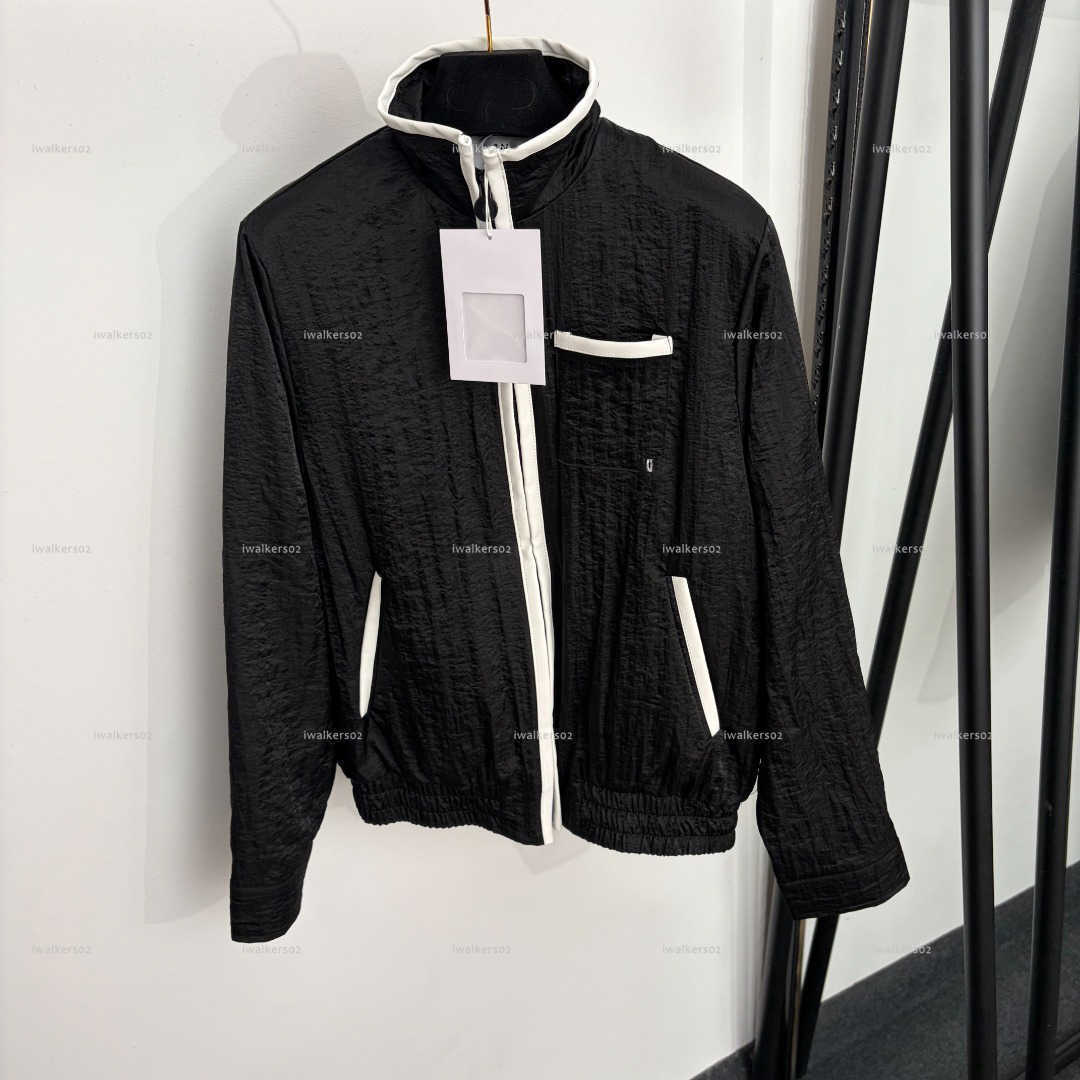 Classics stand collar women coats Spring and Autumn lady coat women designer clothes embroidered contrasting long sleeved windbreaker jacket A393X08