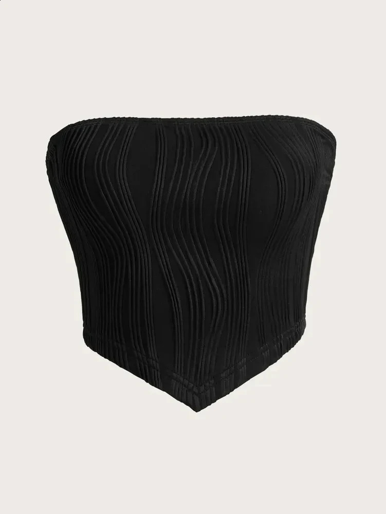 Sexy Off The Shoulder Tube Top Women Summer 2024 Solid Rib Knit Strapless Sleeveless Backless Crop Streetwear Y2K 260616