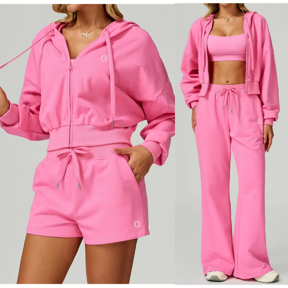 A1681 Designer Women Sports Sweater Hoodies Sets Hooded Casual Loose Sweater High Waist Sports Pants Yoga Shorts Casual Jogger Running Fitness Sport