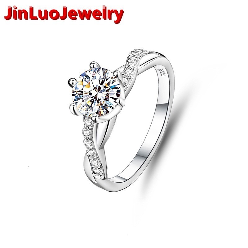 Wholesale Custom Mossanite Jewelry 1ct Silver 925 Engagement Wedding Rings Lab Grown Diamond Promise Women Ring
