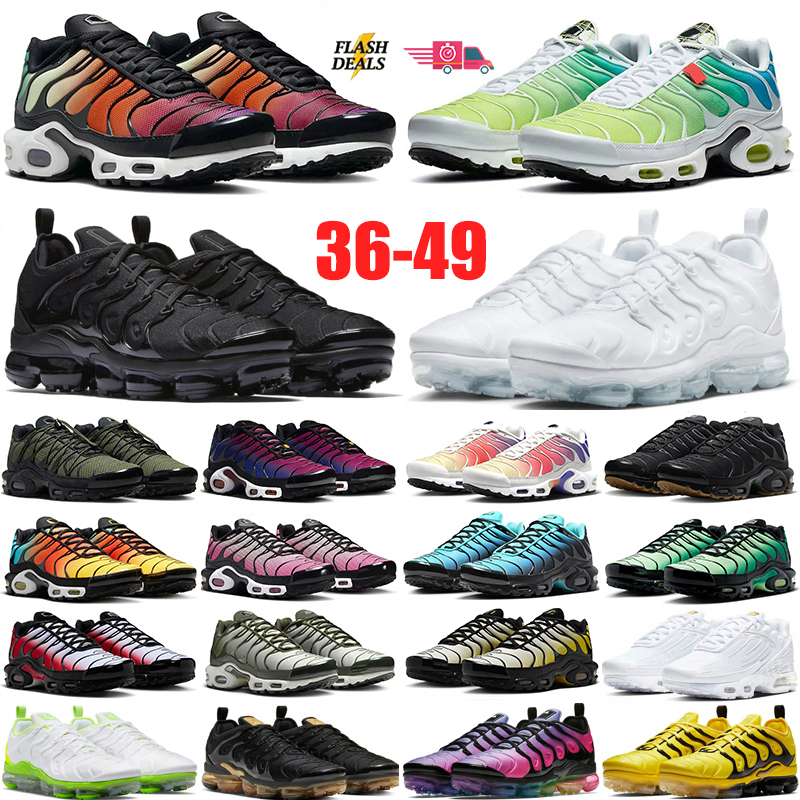 Big Size 36-49 Designer Tn Plus Running Shoes Mens Womens tnss tns Utility Casual Triple Black White Red Metallic Silver Grey Sunset Outdoor Trainer