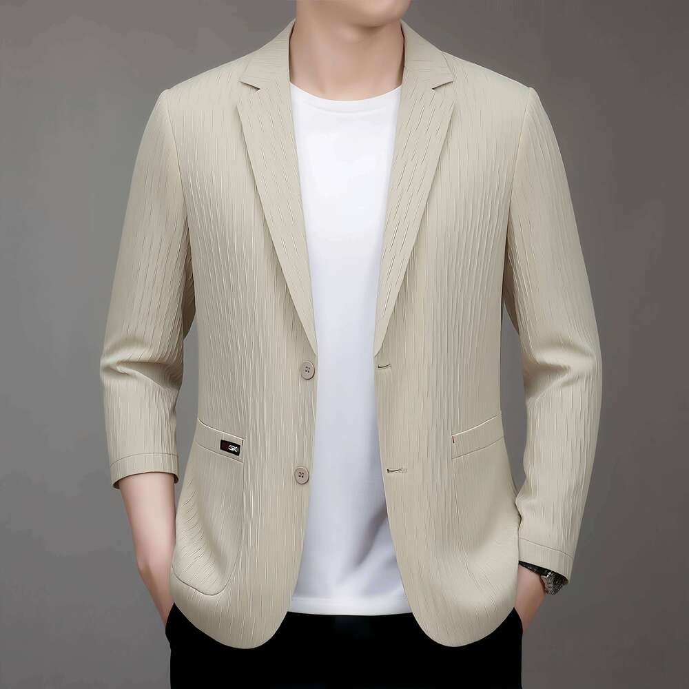 Spring Summer New Hollow Out Moisture Wicking Breathable Sun Protection Blazer Men Business Casual Thin Suit Jacket 26L0626