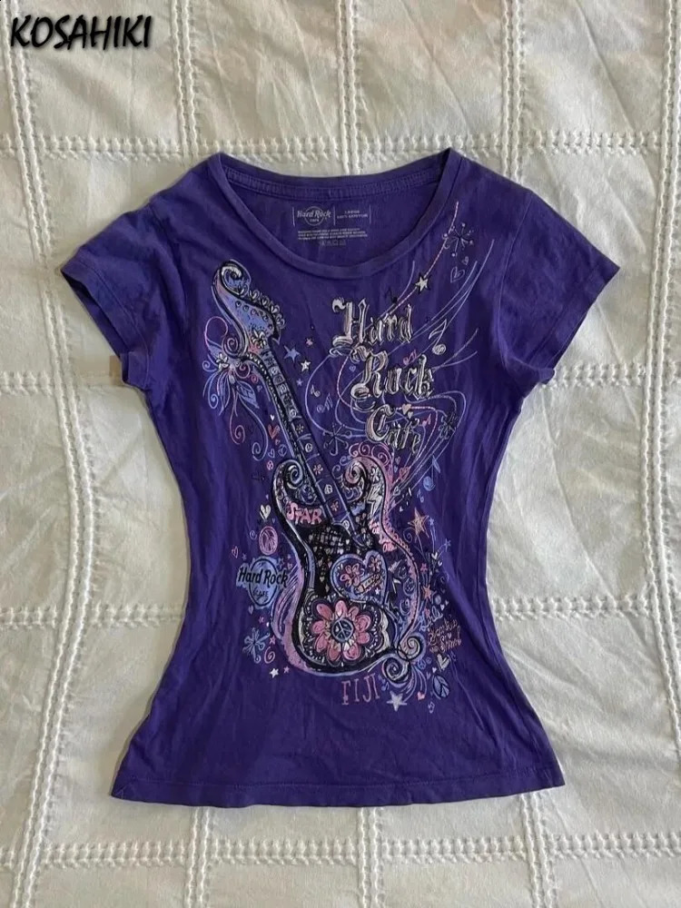 Vintage Rock Printing Slim Fit Women Clothing Summer Grunge Hip Hop Streetwear Tees Korean Harajuku T-Shirts Y2k Aesthetic 260625