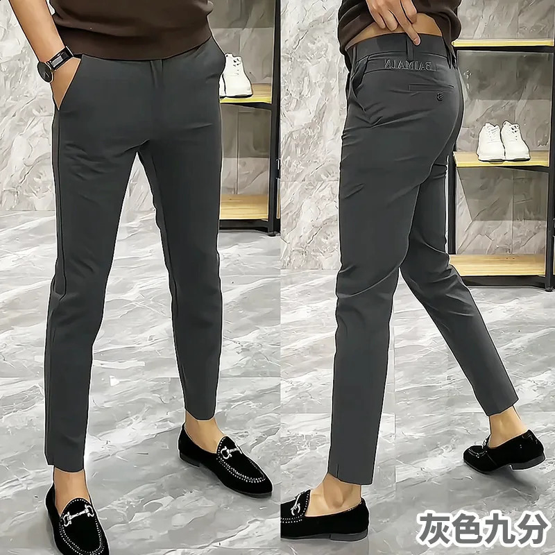 Korean Men Summer Fashion Business Casual Pencil Pants Suit Pants Male Elastic Straight Formal Trousers Plus Big Size 29-36 260625