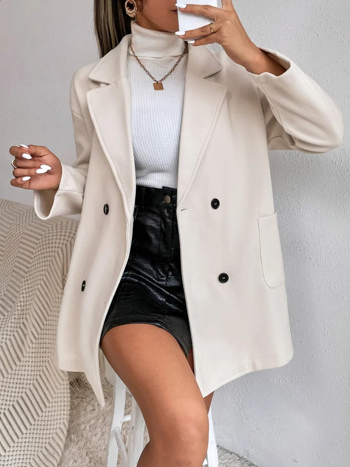 A mid-length woolen coat with a high-end Korean-style feel that is versatile for autumn and winter elegant and slimming 260625