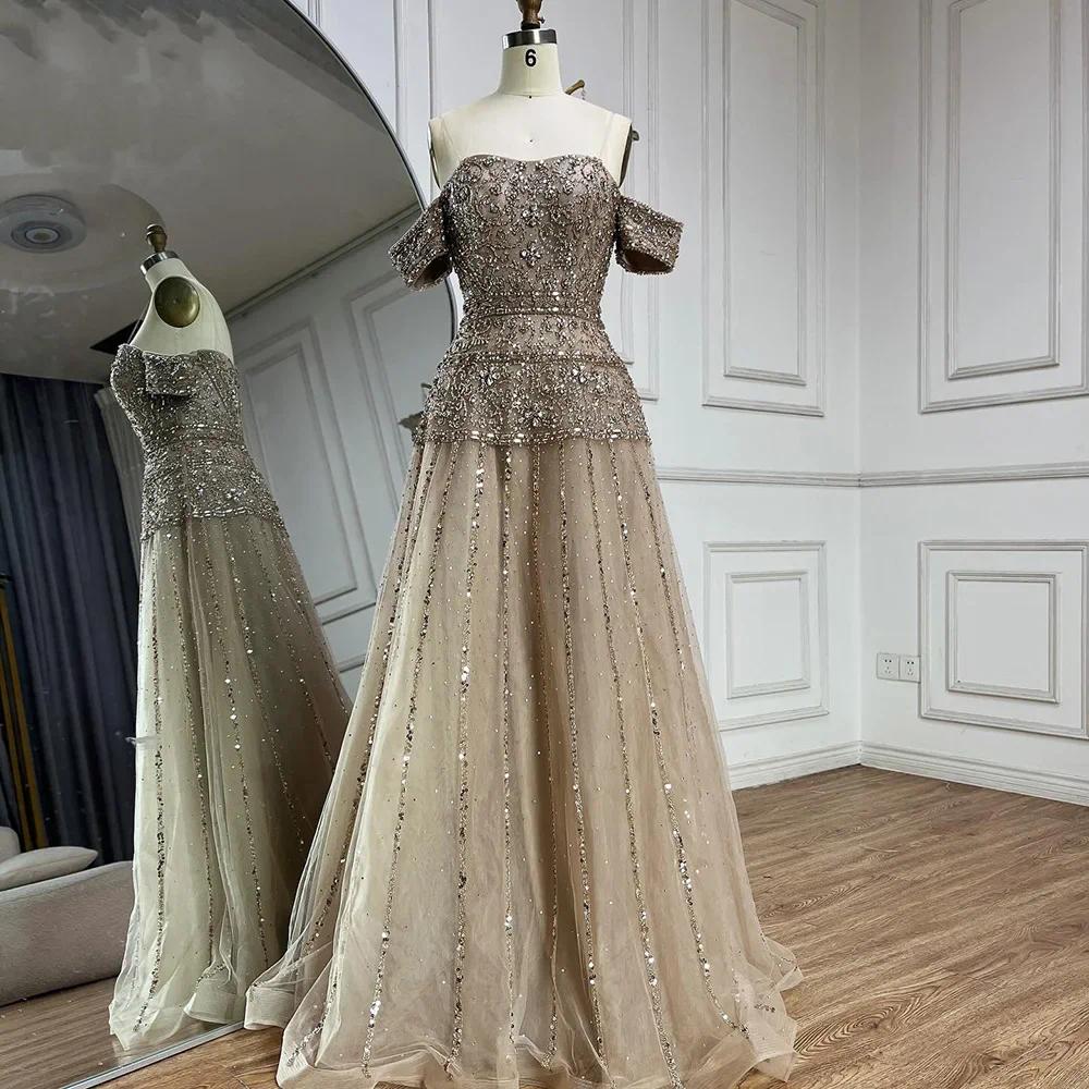 off the shoulder aline caramel beaded evening dresses for occasion saudi formal occasions dresses custom made color size robe de soiree