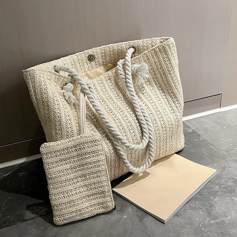 Fashion Large Capacity Straw Tote Bag Women Handbags Handamde Woven Summer Beach Bag Casual Bali Big Purse 260625
