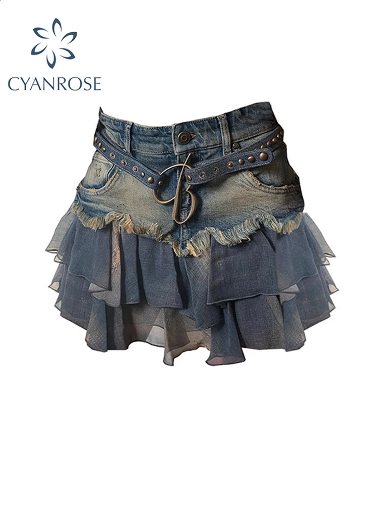 Women Patchwork Skirt Vintage Y2k Summer Harajuku Korean Style Streetwear Elegant Fashion Aline Mini Pippie Clothes 260626