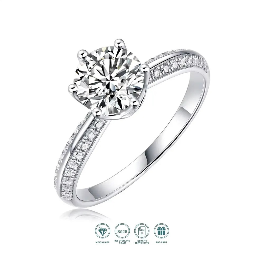 LYEE CYEE 1ct 2ct 3ct Ring 925 Sterling Silver 18K Gold Plated Elegant Gift Jewelry for Women Comes with GRA Certificate 260625