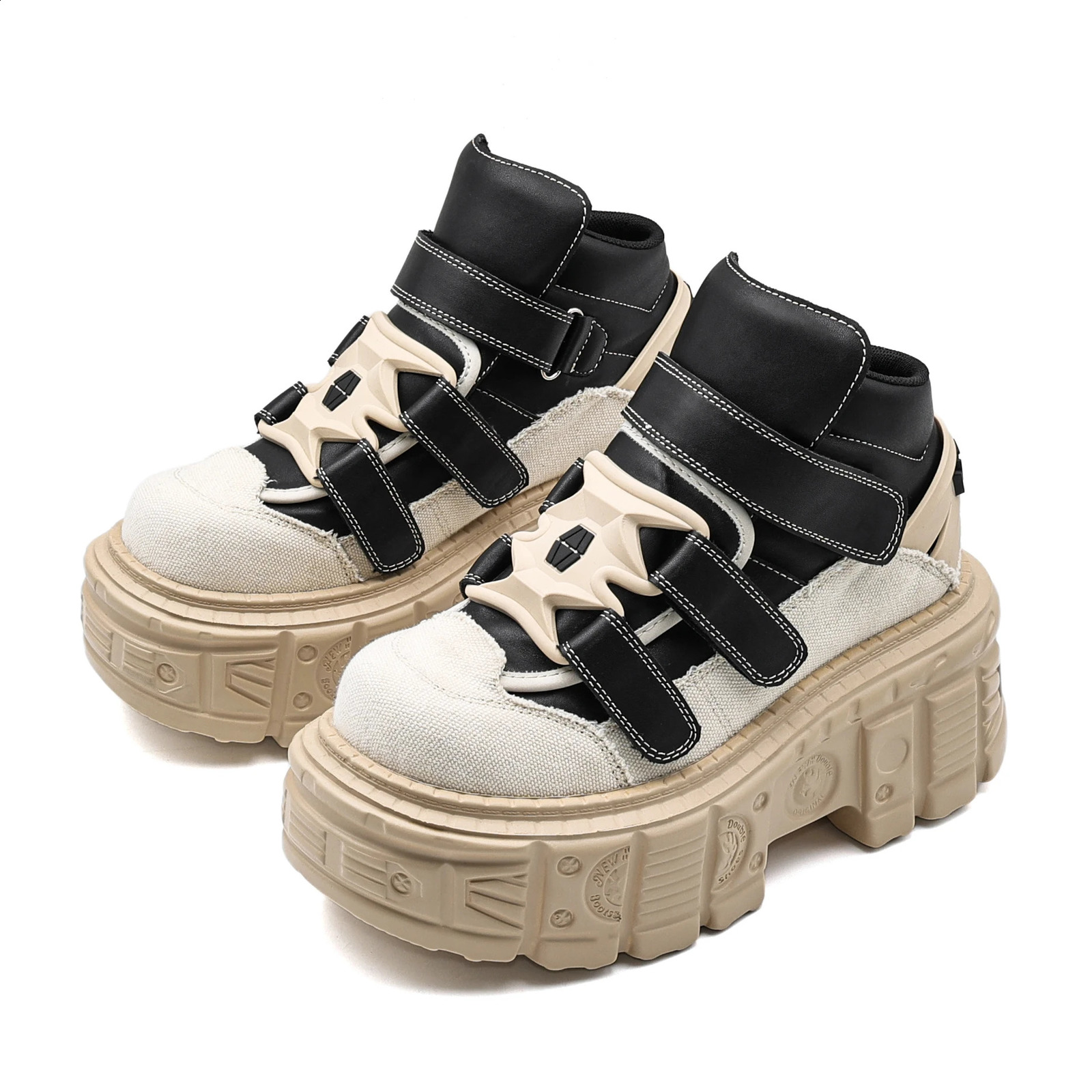Gothic Ankle Boots 2026 Woman Sneakers Punk Style Women Shoes Rock Laceup Heel Height Platform Metal Decor 260616