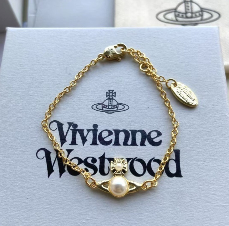 Saturn Jewelry Designer Vivi Ennewestwood Vivienme Luxury Bracelet For Woman Men Luxe Bangle Half-pearl Small Orb Bracelet