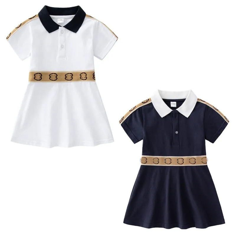 Kids Dress Girls Kids Designer Clothes Short Sleeves Children Skirts Princess Dress Luxury A-line Skirt Baby Girl Dresses
