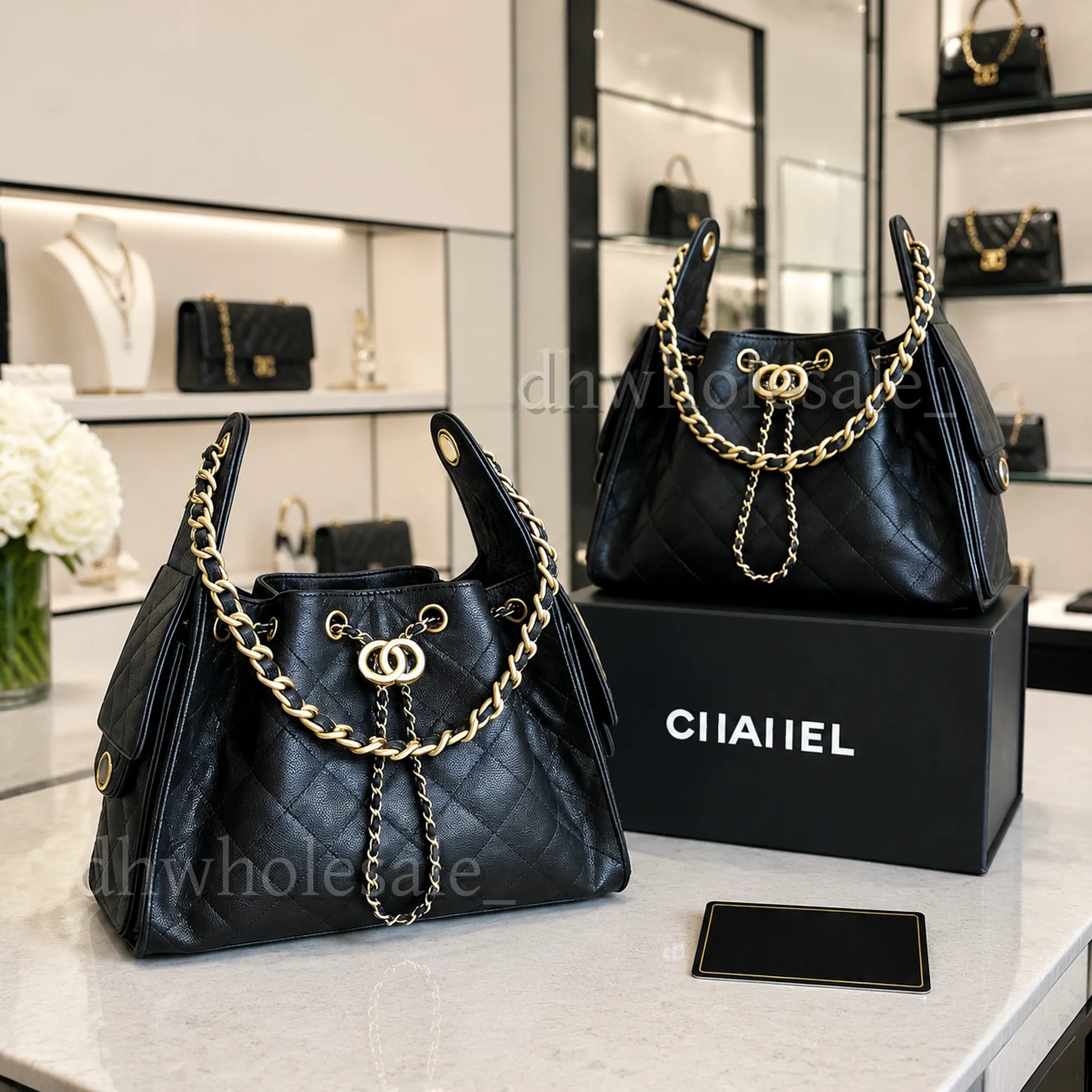 mirror quality designer bag mini 10A CF luxury 25bag handbag chain drawstring handbag small tote purse shoulder bags with side pocket leather women
