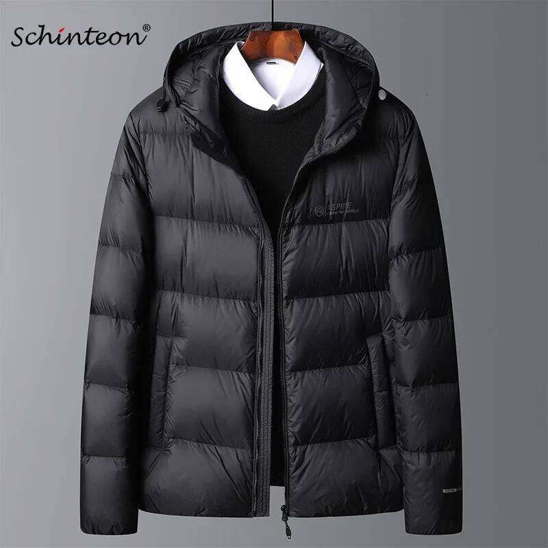 Schinteon High Quality Men's 90% White Duck Down Jacket Autumn Winter Casual Outwear with hood Coat Plus Size Male Clothing J260626