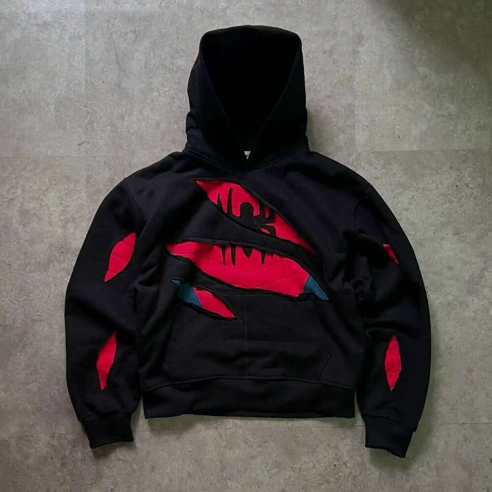 Retro Spider Patchwork Print Hoodies Fashion Oversized Loose Full Zipper Hoodie Men Jacket Gothic American Street Y2k Sweatshirt W260626