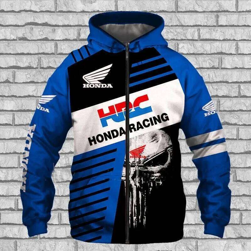 2026 New Fashionable Honda Logo Spring and Autumn Coat 3D Printed Trendy Casual Street Men's Loose Zipper Fashion Hoodie W260626