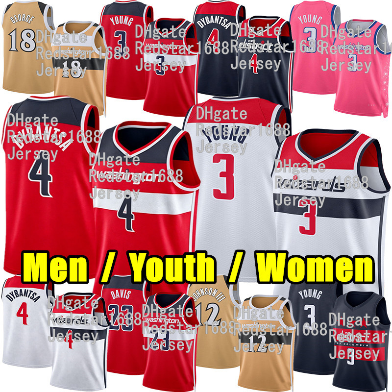 Custom Wizard Basketball Jersey Washingtons Jersey AJ Dybantsa Trae Young Anthony Davis Alex Sarr Kyshawn George Tre Johnson III Coulibaly Any Name