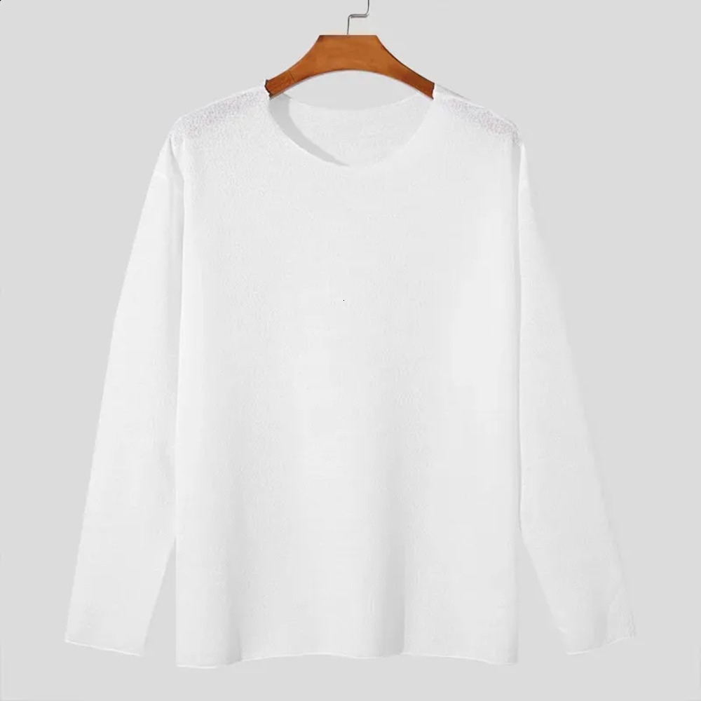 Mens Casual T Shirt O Neck Long Sleeve Solid Color Breathable Men Clothing Streetwear 2024 Fashion Male Shirts S 5Xl INCERUN 241230Bj