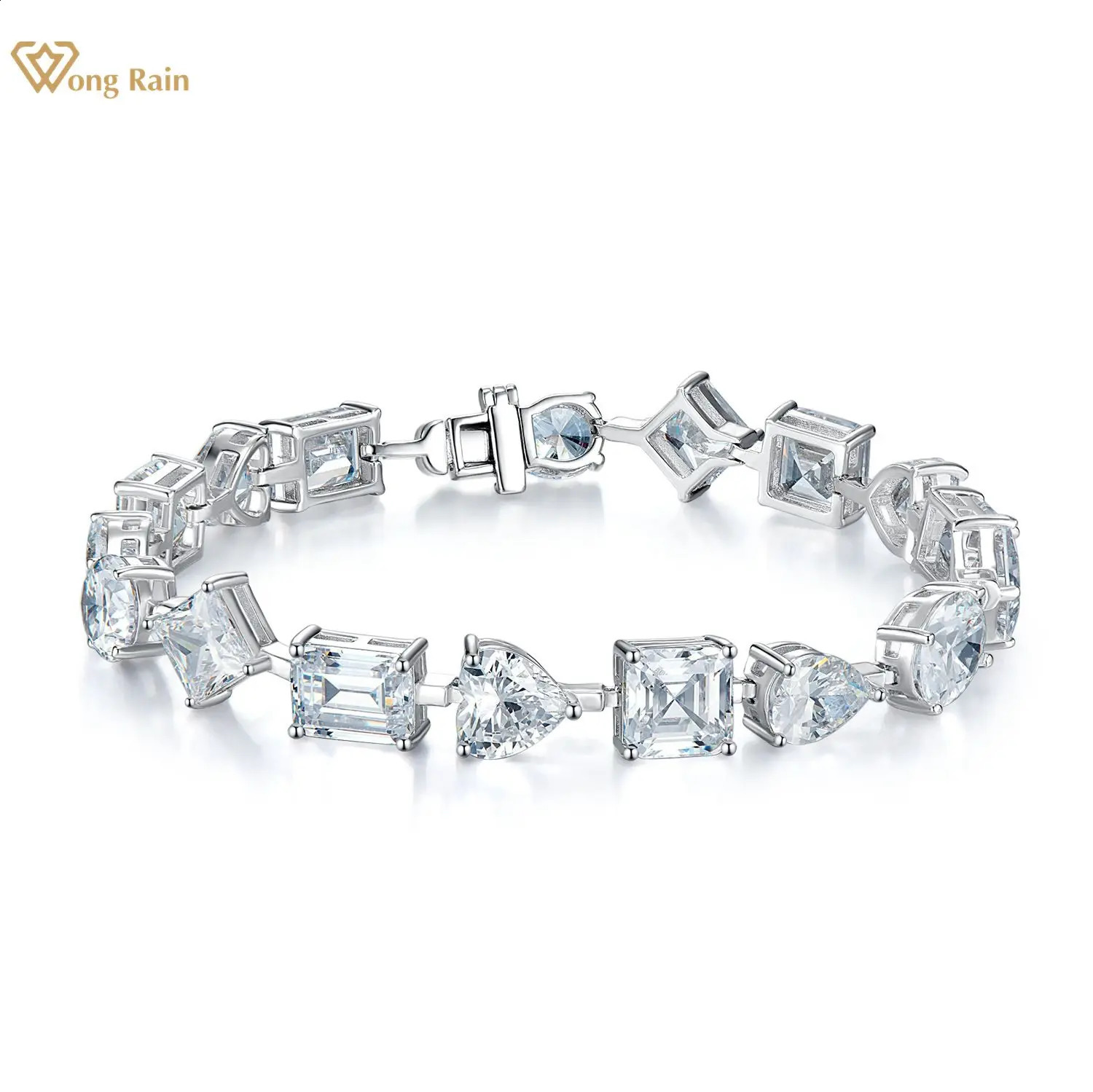 Wong Rain 100 925 Sterling Silver Created Gemstone Wedding Party Women Charm Bracelets Bangle Fine Jewelry Wholesale 260625