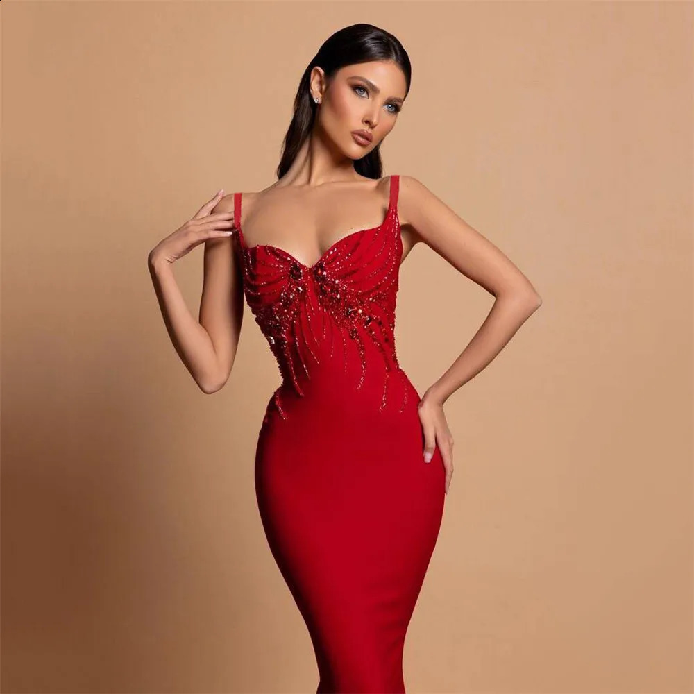 Women Sexy Beading Spaghetti Strap Bandage Dress Bodycon Clothes Club Party Celebrity Elegant Dresses 260624