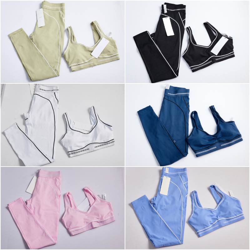 0405 Completo da yoga per donna, completo da 2 pezzi, pantaloni lunghi, gilet, reggiseno, esercizi, top aderenti, senza maniche, palestra, corsa, el