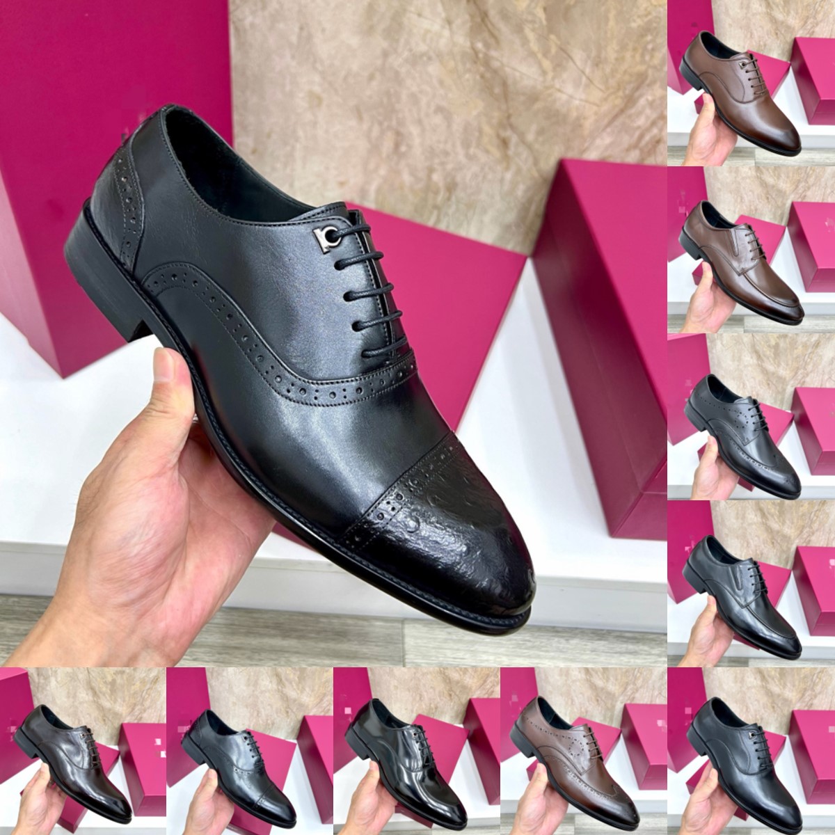2026 Luxury Designer Men's Brown Genuine Leather Loafers Slip On Business Luxurious Dress Shoes Formal Office Wedding Footwear Big Size 46