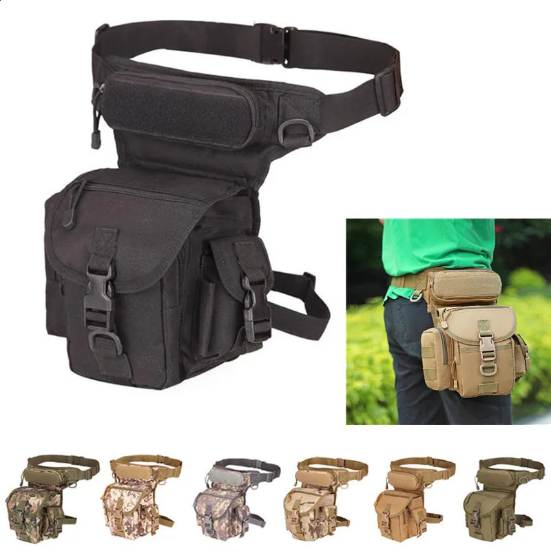 Mens Tactical Drop Leg Bag Multifunctional Waist Pack Adjustable Thigh Belt Hiking Sports Cycling Waterproof Nylon Camping Bag 260626