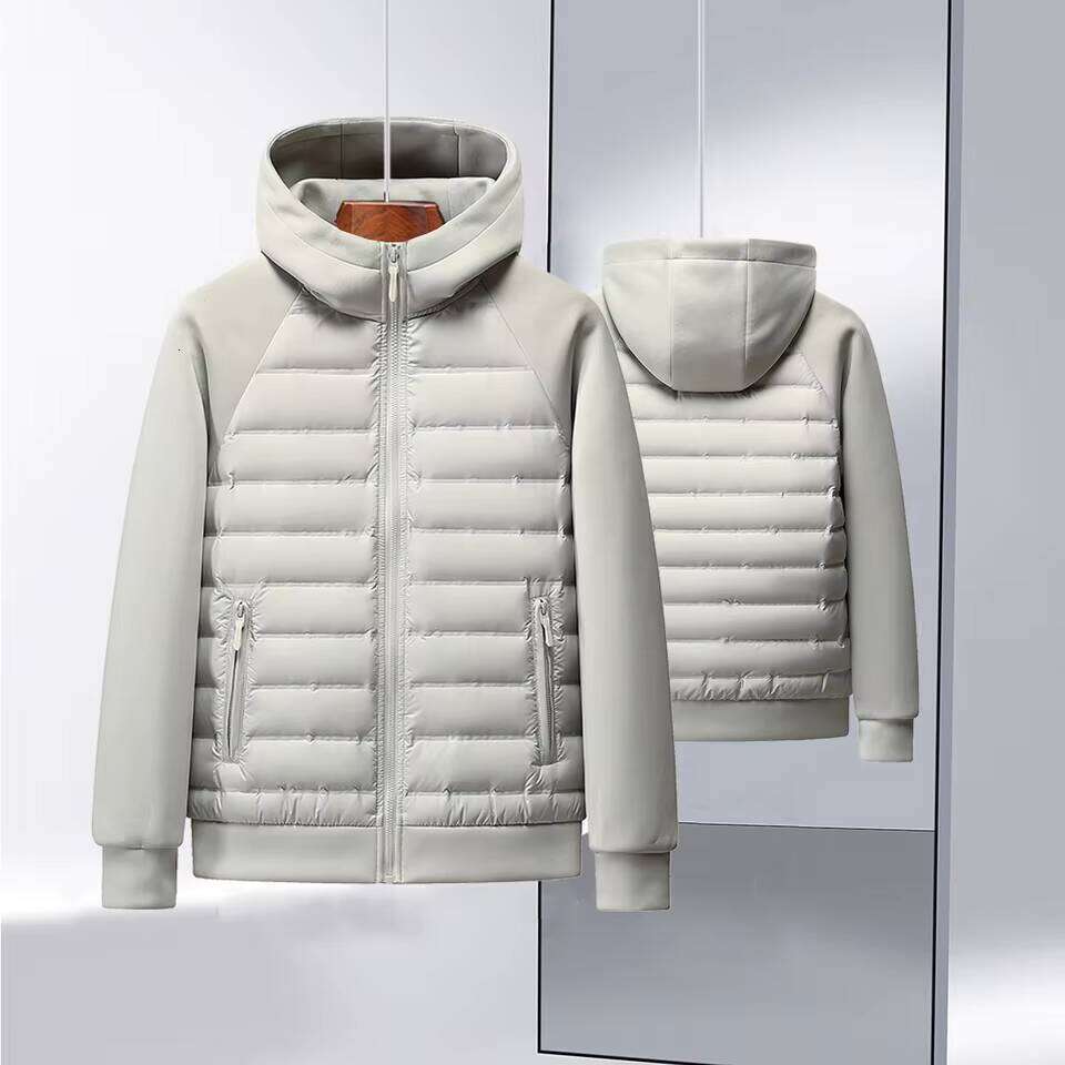High-quality, fashionable stylish winter new 90 white duck hooded light thin spliced down jacket for both men and w W260626